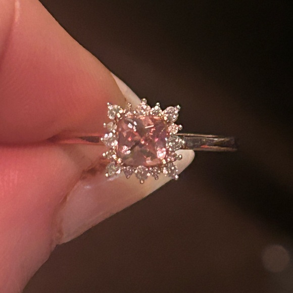 Blush Pink Apatite Halo Ring 14K Rose Gold over 925 Sterling Silver - Picture 11 of 14